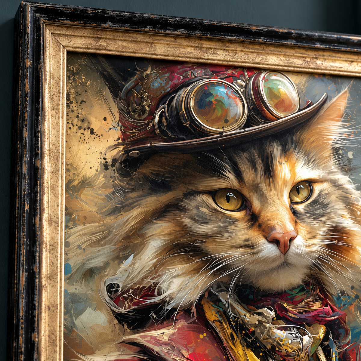 Tableau cadre en bois GUITAR CAT