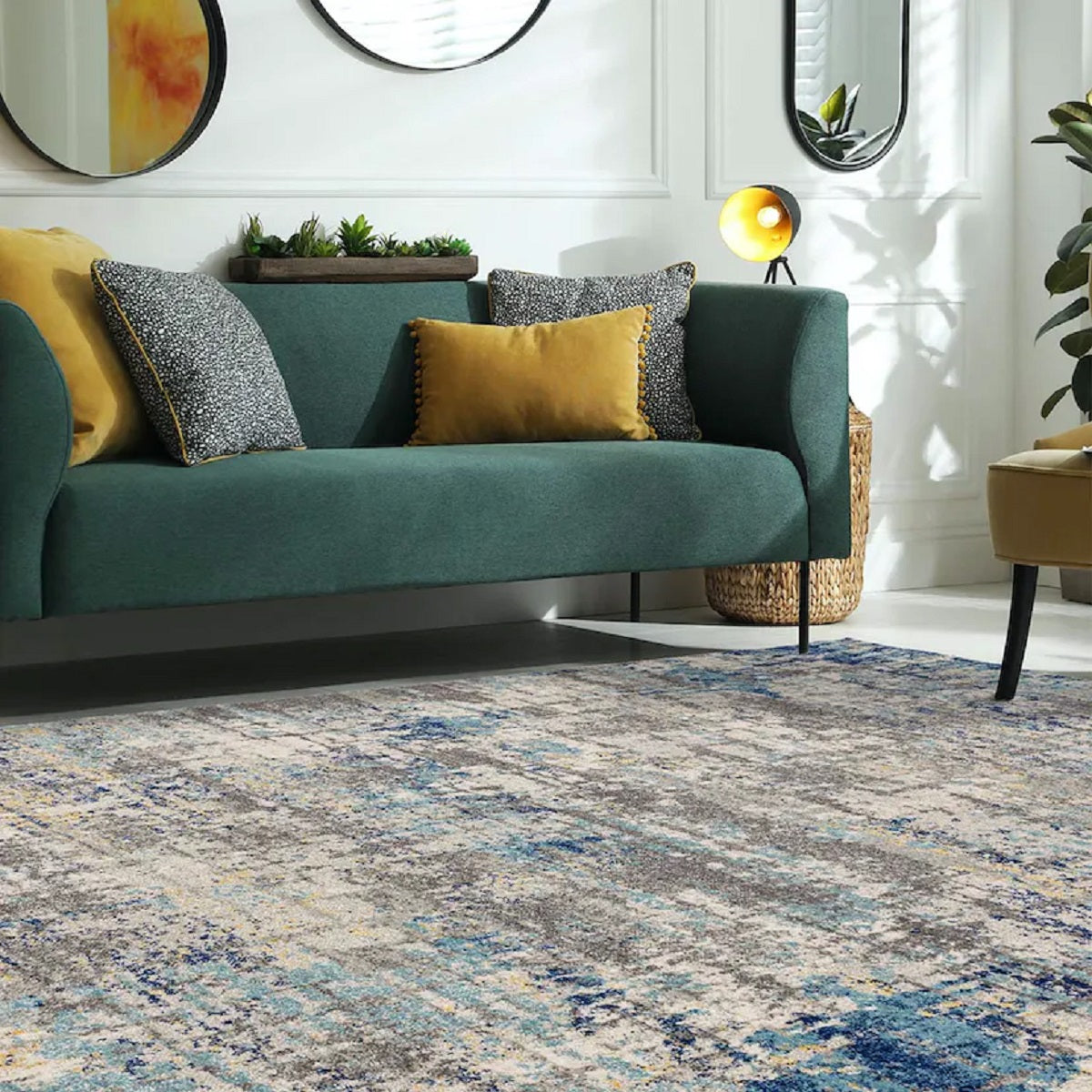 Tapis de salon moderne tissé plat HALO