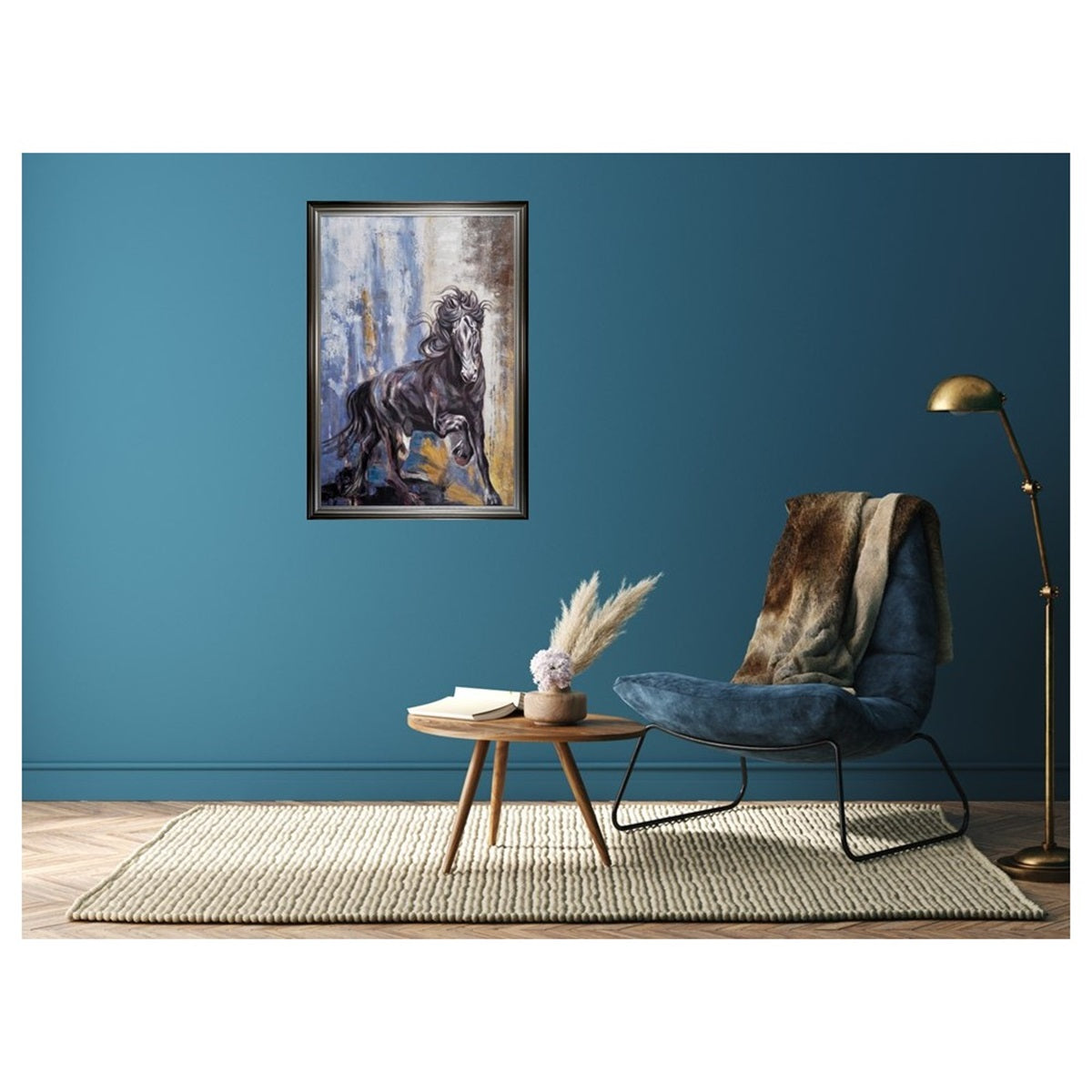 Tableau cadre en bois BLACK STALLION