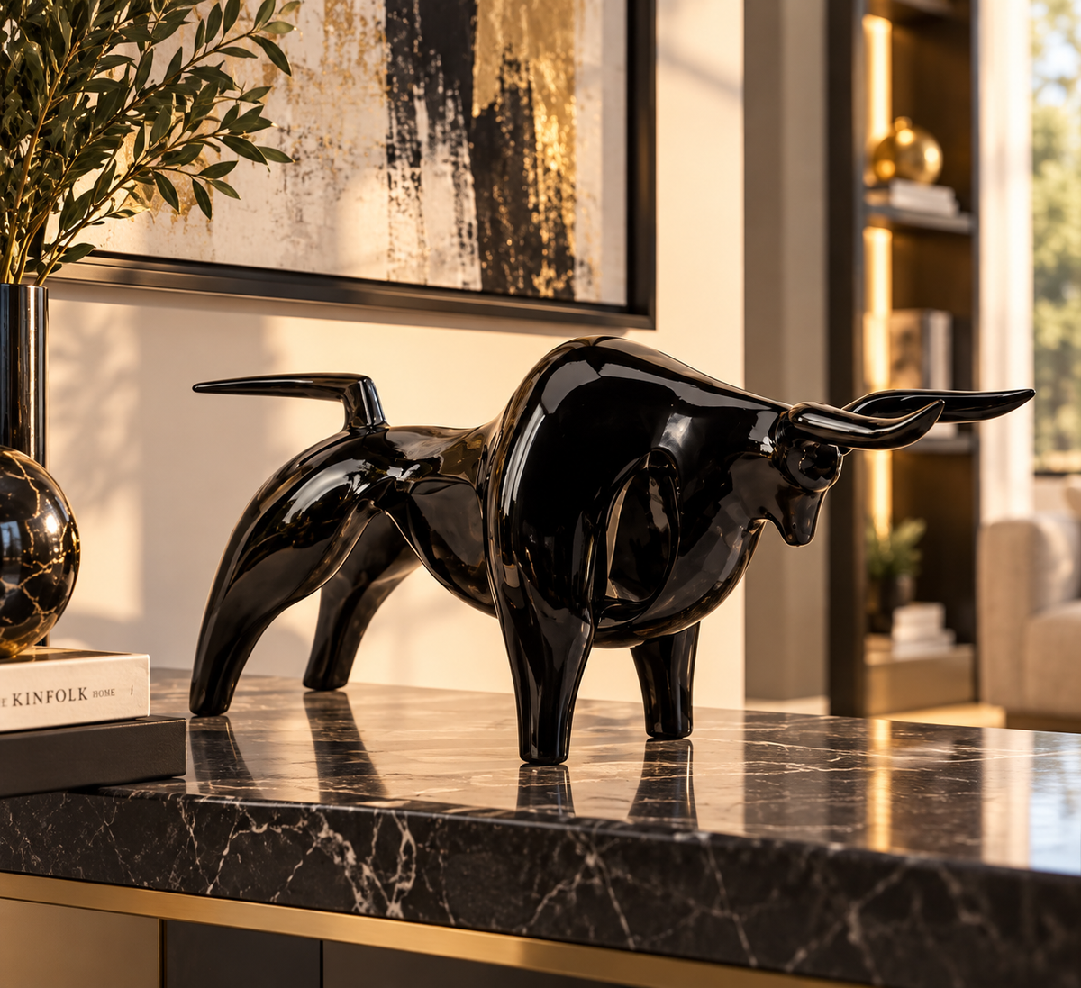 Sculpture statue moderne BLACK BULL