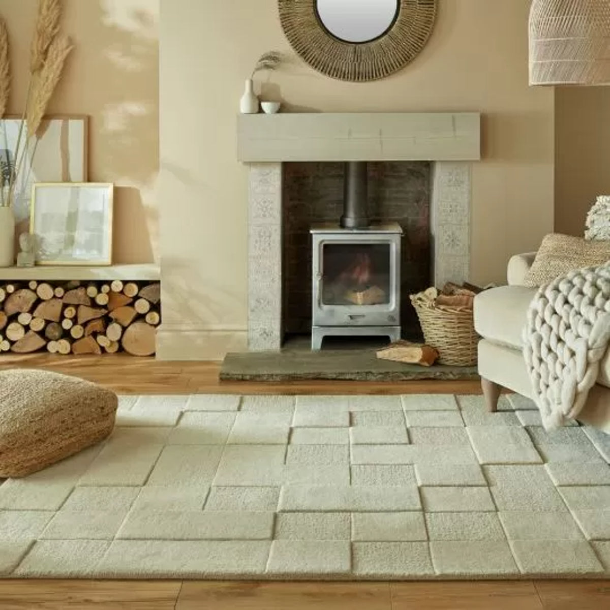 Tapis de salon pure laine CHECKO