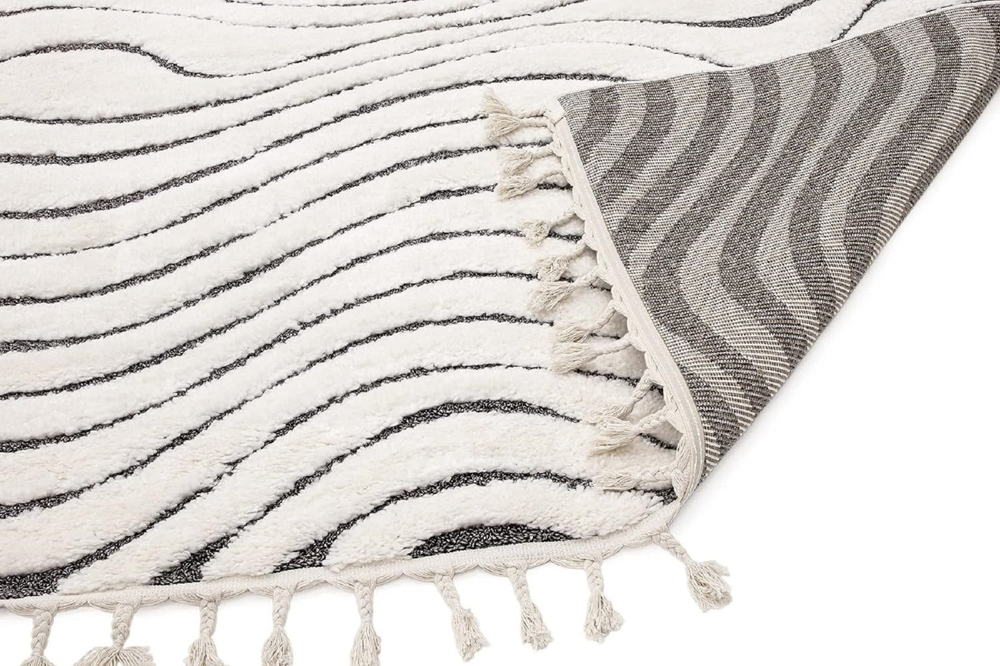Tapis de salon moderne à franges RIDGE