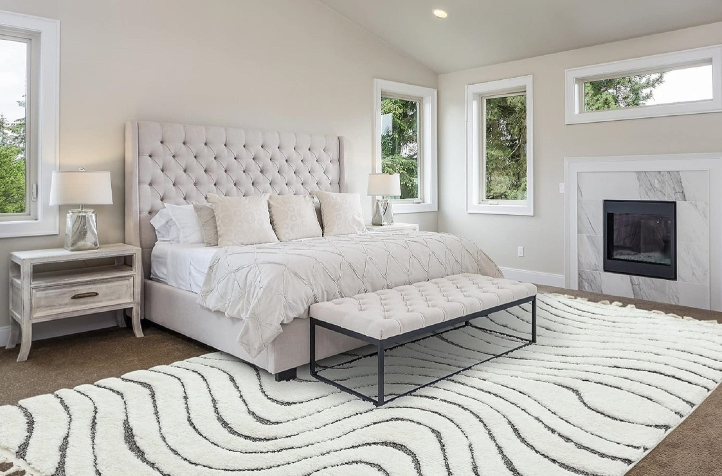 Tapis de salon moderne à franges RIDGE