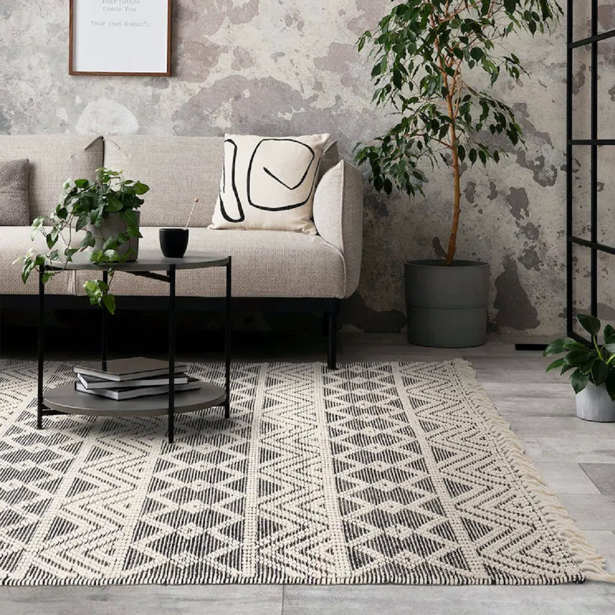 Tapis de salon à franges pure laine SAGRA