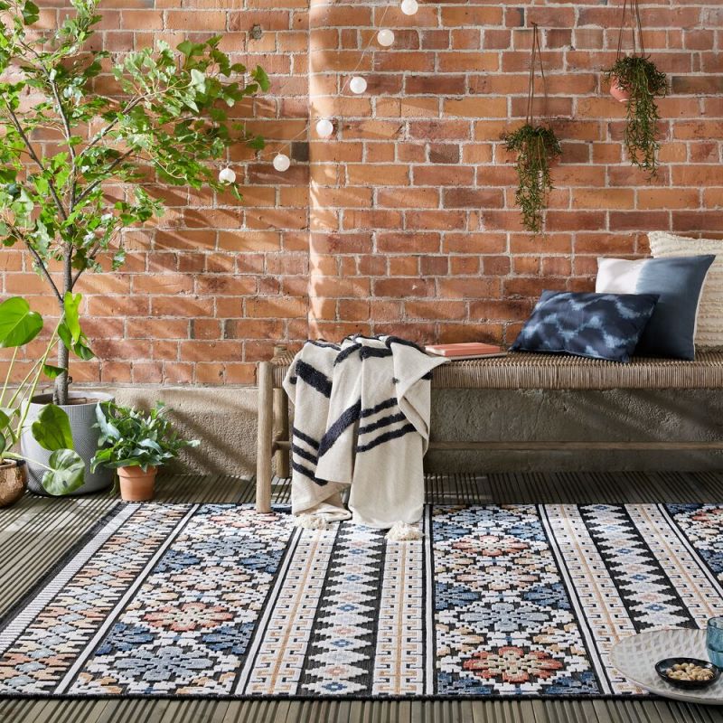 Tapis de salon tissé plat intérieur extérieur TERESA