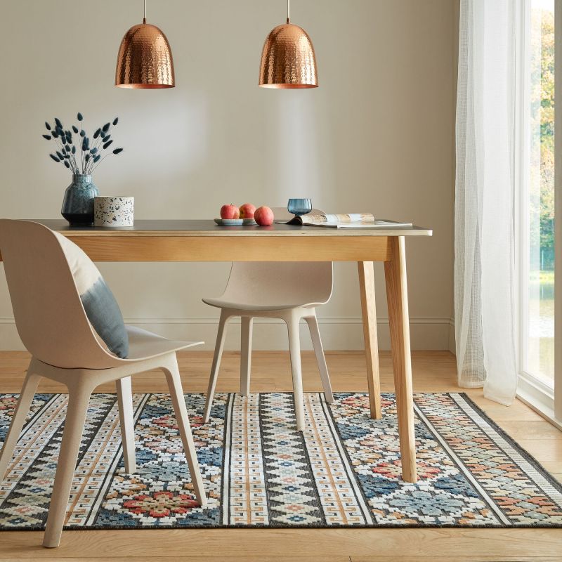 Tapis de salon tissé plat intérieur extérieur TERESA