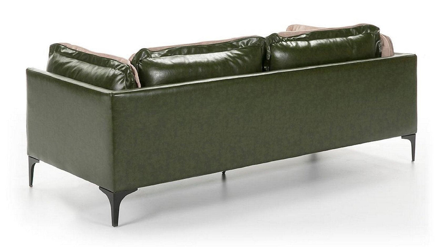 Canapé Réversible lin et cuir synthétique VERDE - Novatrend