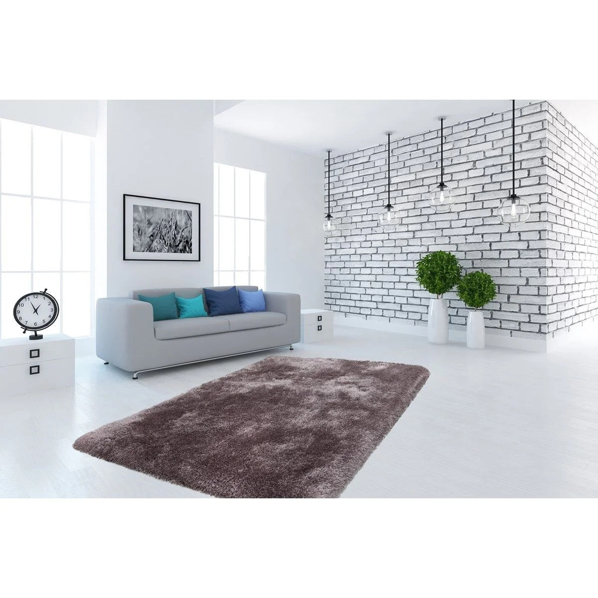 Tapis moderne shaggy tufté main WARMY