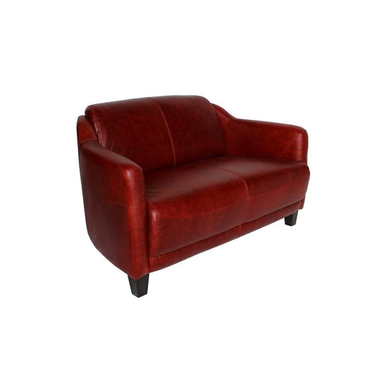 Canapé Gentleman Rouge en cuir véritable - Novatrend