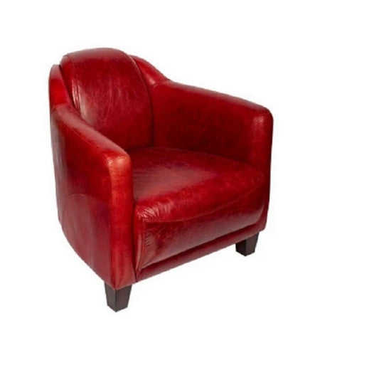 Fauteuil cuir rouge véritable Blossom - Novatrend