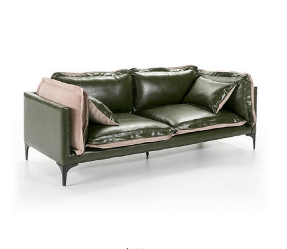 Canapé Réversible lin et cuir synthétique VERDE - Novatrend