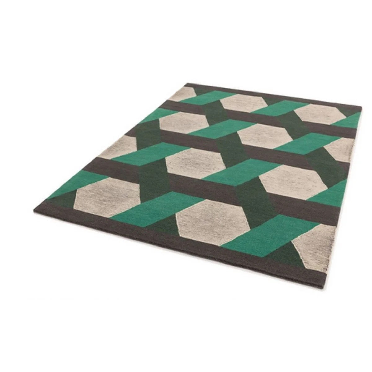 Tapis de salon en laine tissé plat CAMPTON