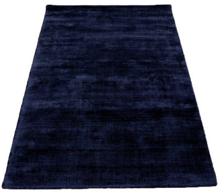 Tapis de salon moderne Uni LAME Bleu Marine - Novatrend