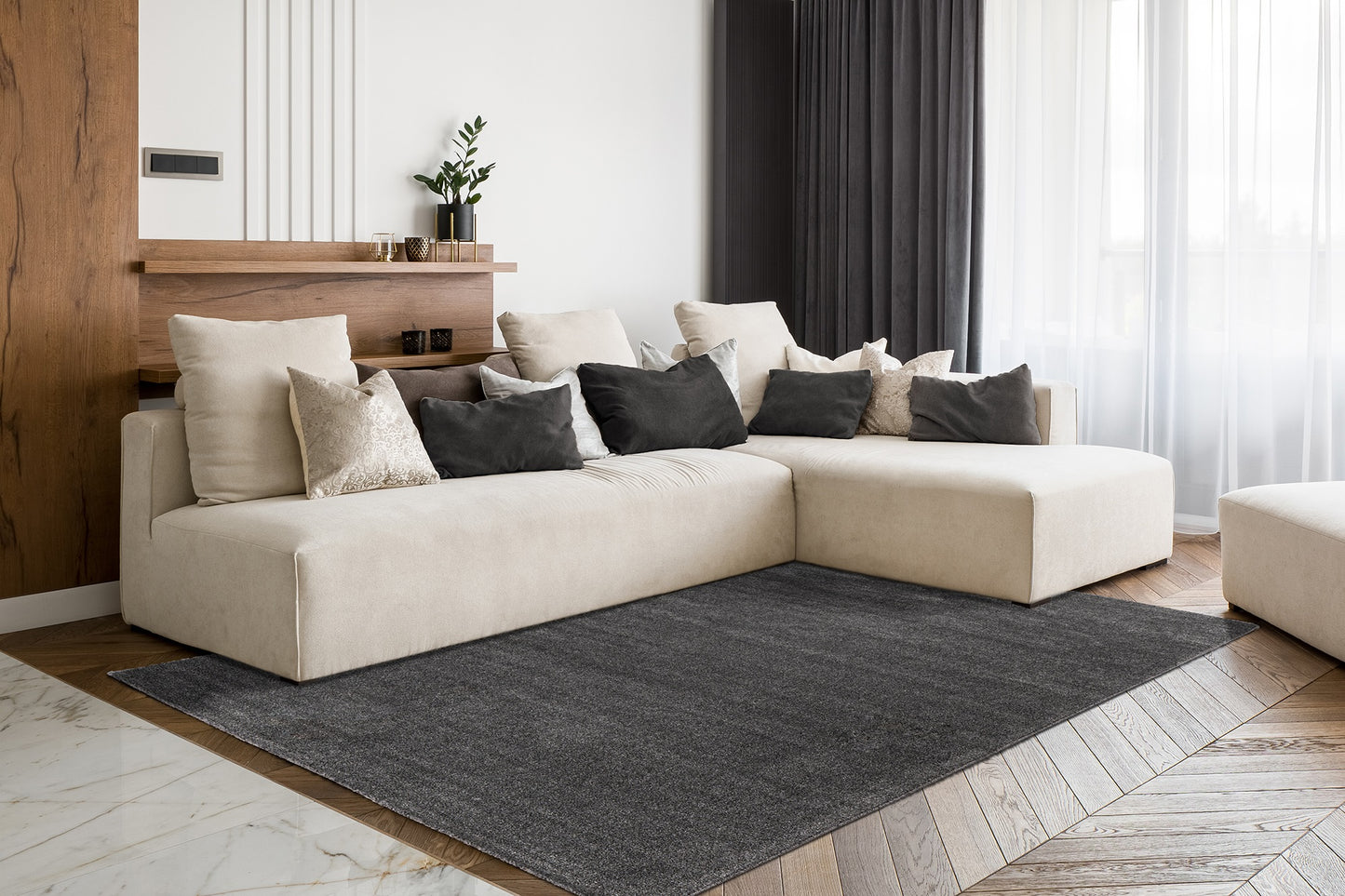 Tapis de salon moderne uni NALI