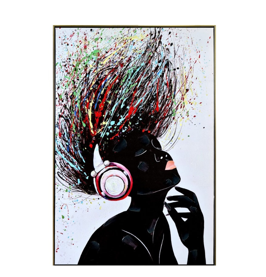 Impression sur toile avec cadre argent FUN - Novatrend