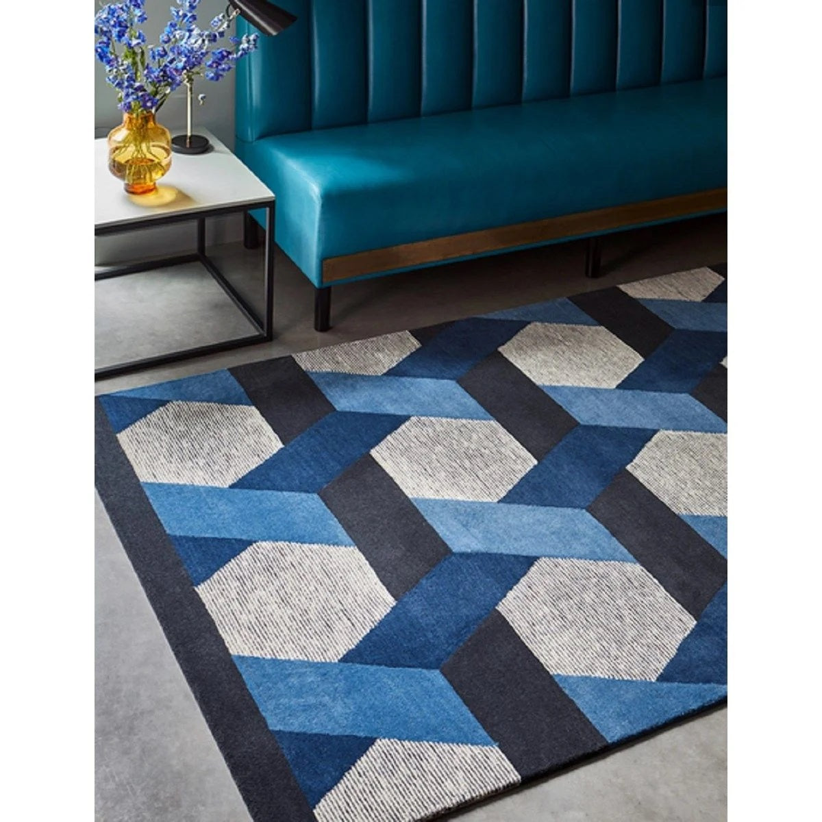 Tapis de salon en laine tissé plat CAMPTON