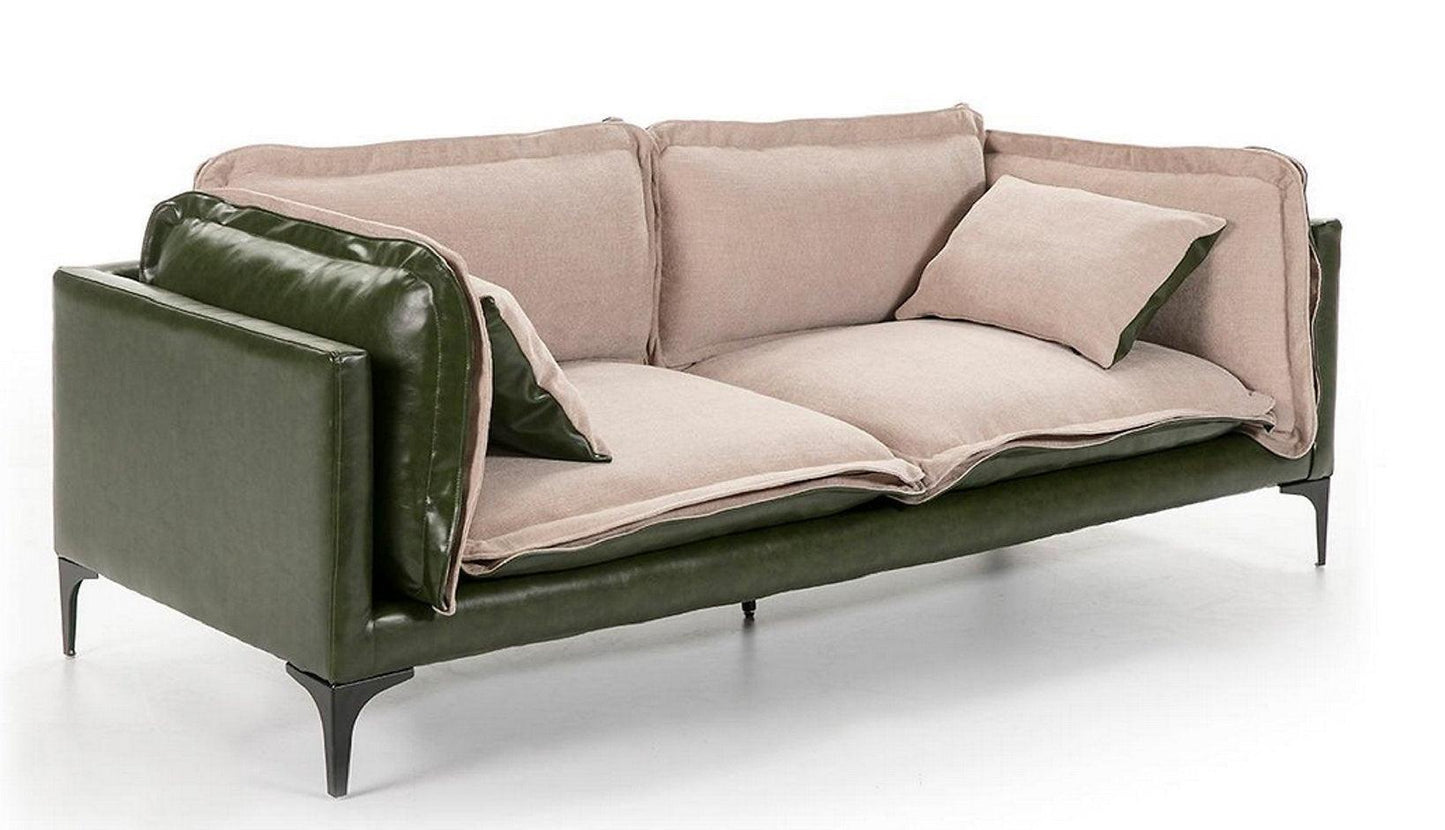 Canapé Réversible lin et cuir synthétique VERDE - Novatrend