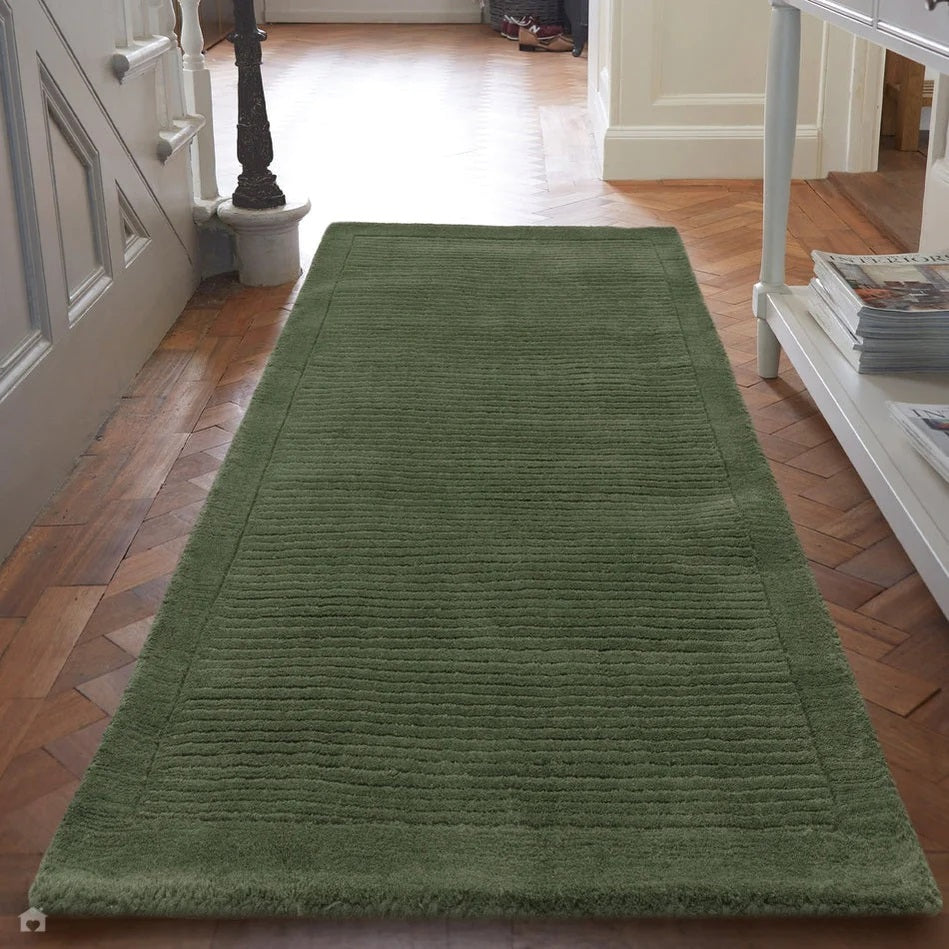 Tapis de couloir uni pure laine CANDY Vert - Novatrend