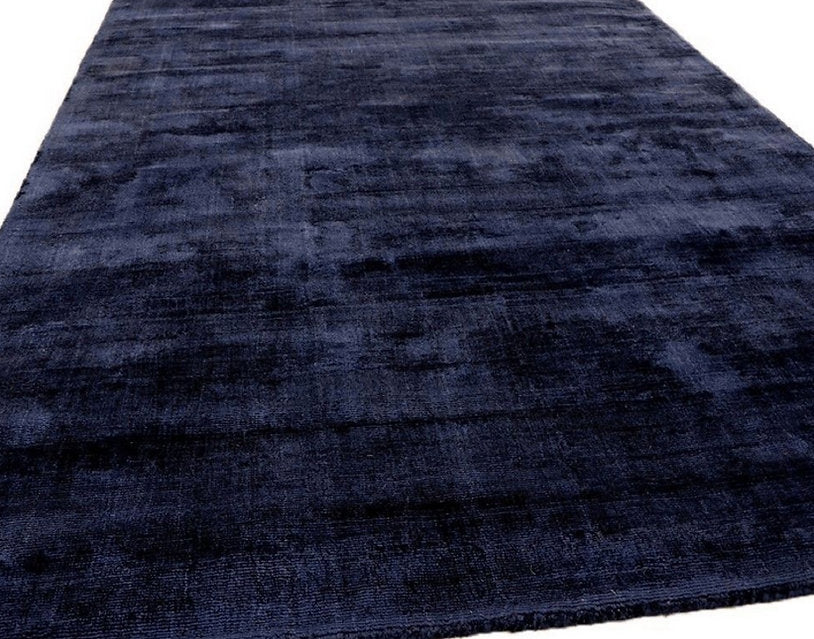 Tapis de salon moderne Uni LAME Bleu Marine - Novatrend