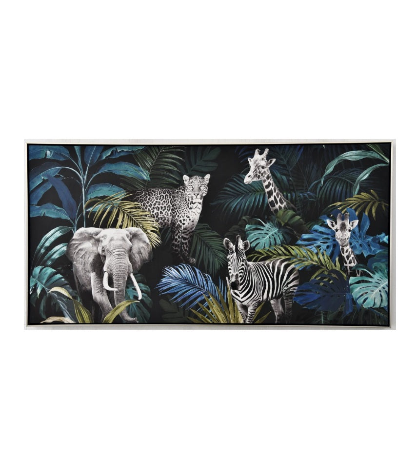 Impression sur toile avec cadre argent JUNGLE - Novatrend