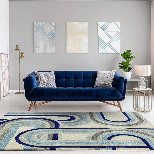 Tapis de salon moderne rétro tissé plat AVON - Novatrend