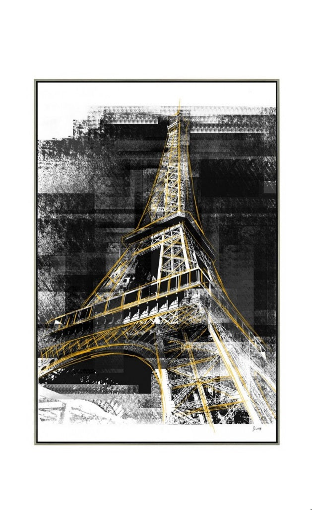 Impression sur toile avec cadre argent TOUR EIFFEL - Novatrend