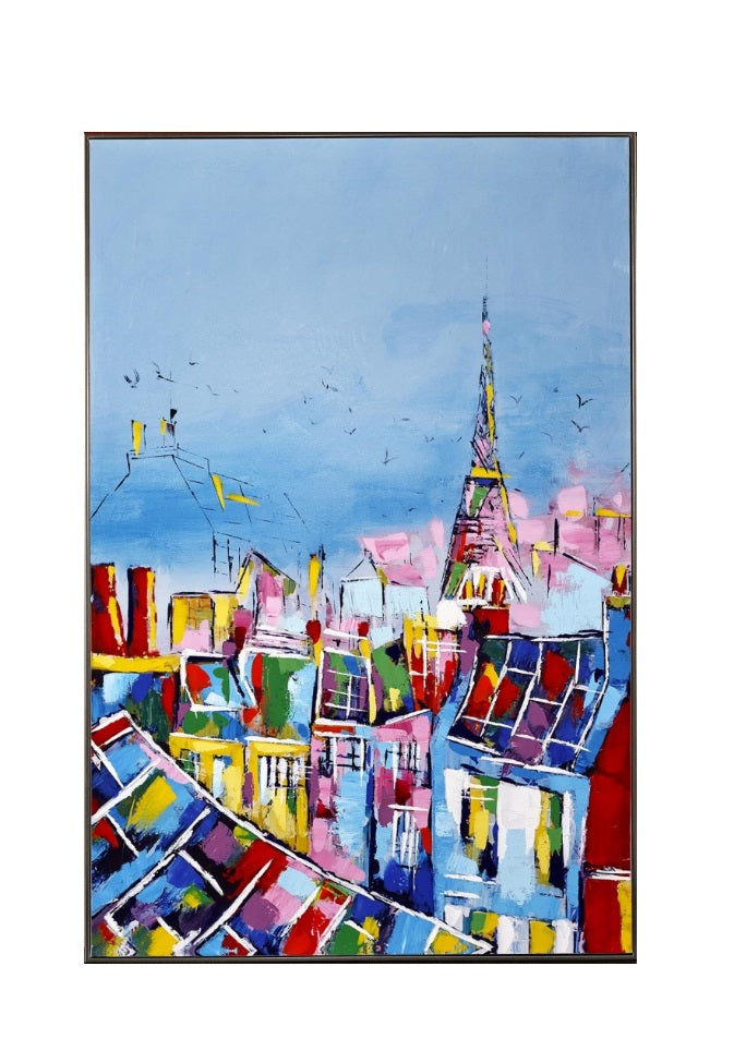 Impression sur toile avec cadre argent PARIS EN COULEURS - Novatrend