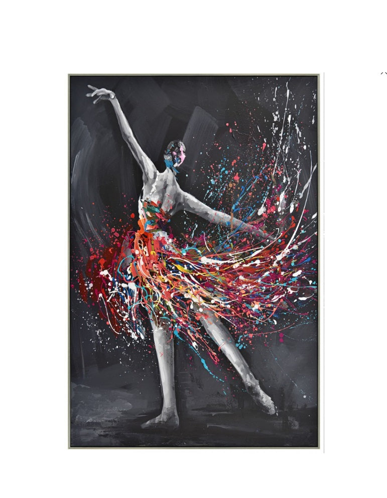 Impression sur toile avec cadre argent COLORED DANCER - Novatrend