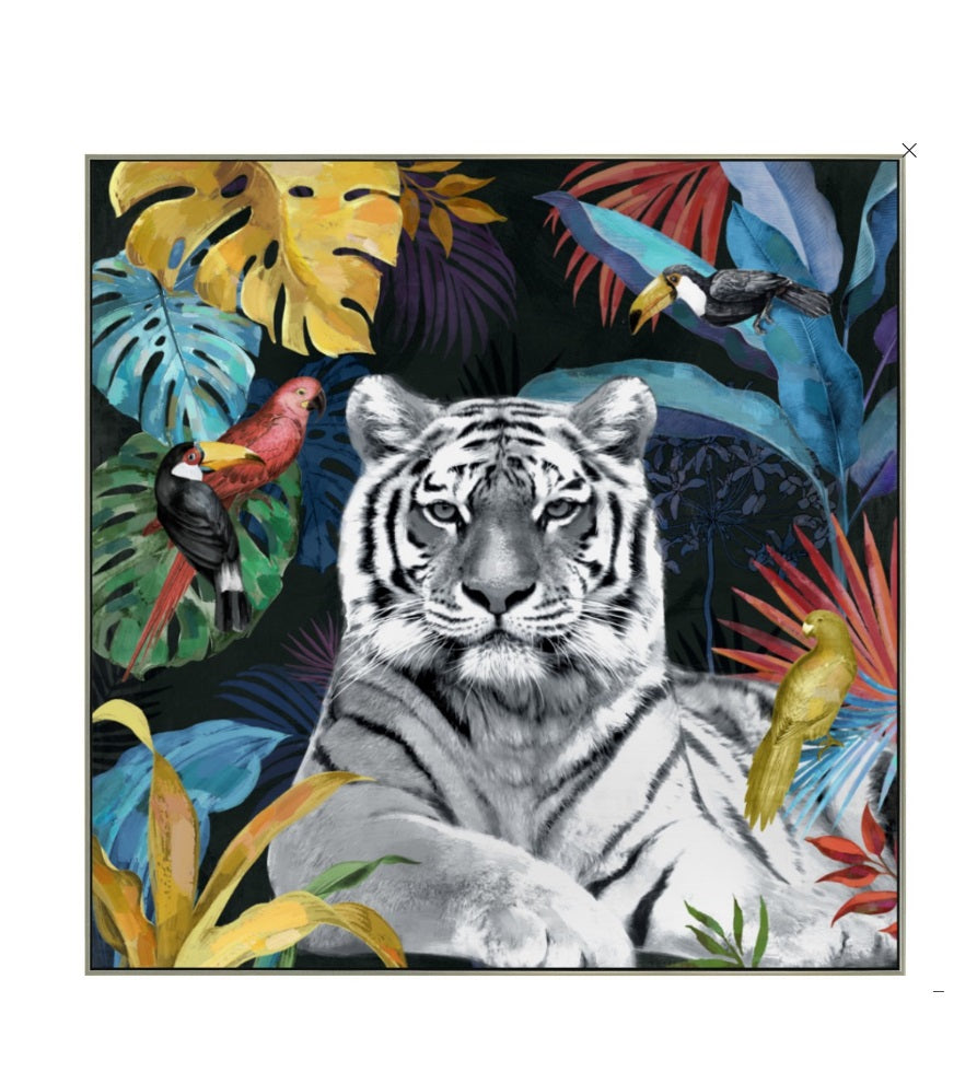 Impression sur toile avec cadre argent TIGER - Novatrend