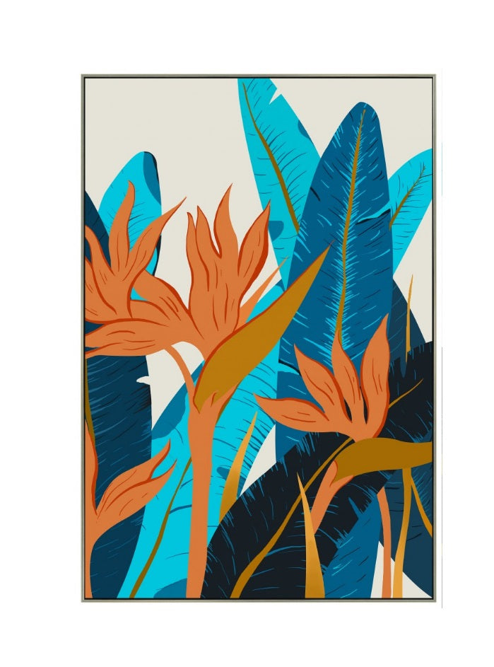 Impression sur toile avec cadre argent HAPPY LEAVES - Novatrend