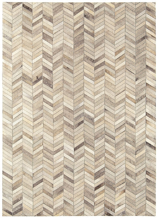 Tapis Salon Luxe Cuir de Vache PAMPA Chevron - Novatrend