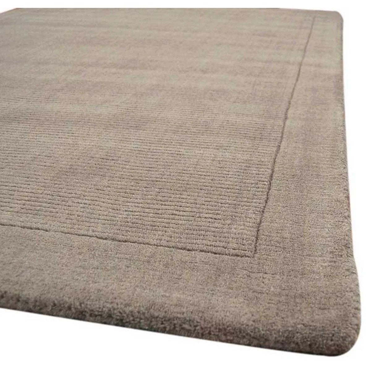Tapis de Salon Moderne uni Pure Laine CANDY Taupe