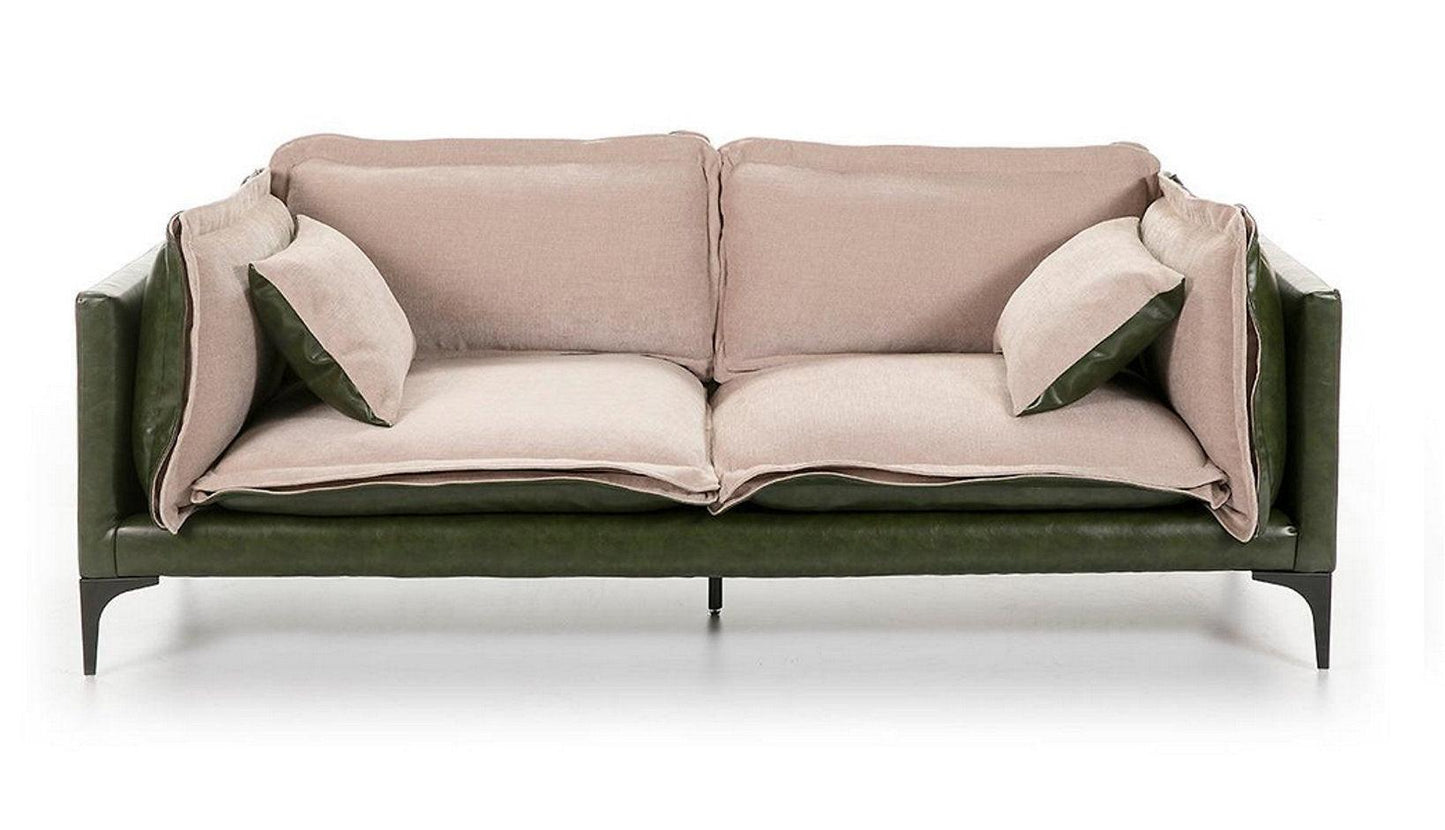 Canapé Réversible lin et cuir synthétique VERDE - Novatrend