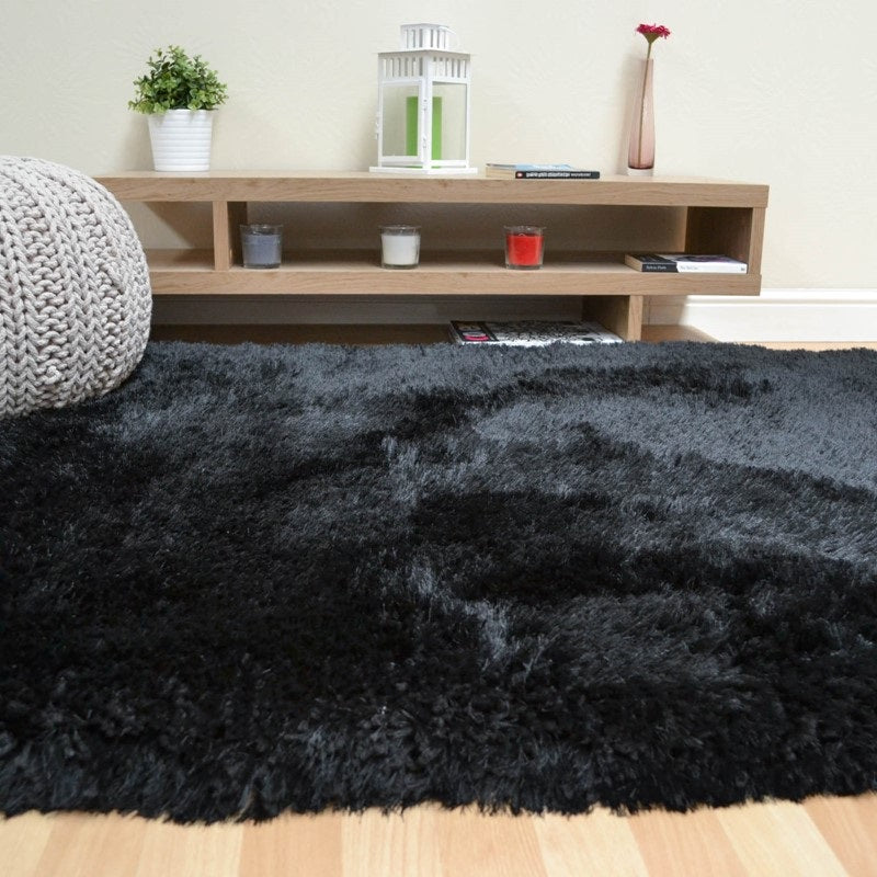 Tapis salon confort shaggy SPLASH Noir - Novatrend