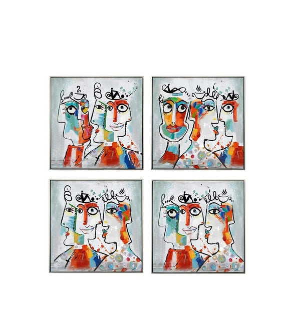 Set de 4 tableaux cadre argent FINO - Novatrend