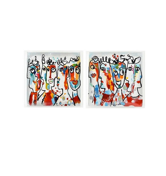 Set de 2 tableaux cadre argent HAPPY PEOPLE - Novatrend