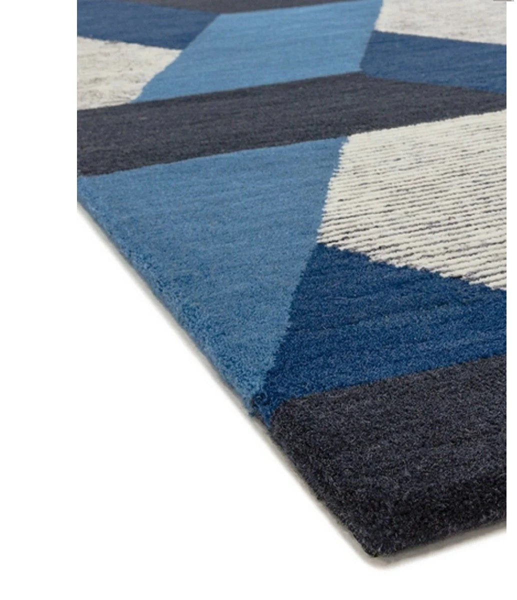 Tapis de salon en laine tissé plat CAMPTON