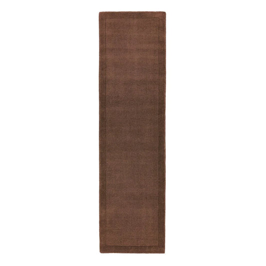 Tapis de couloir uni pure laine CANDY Marron - Novatrend