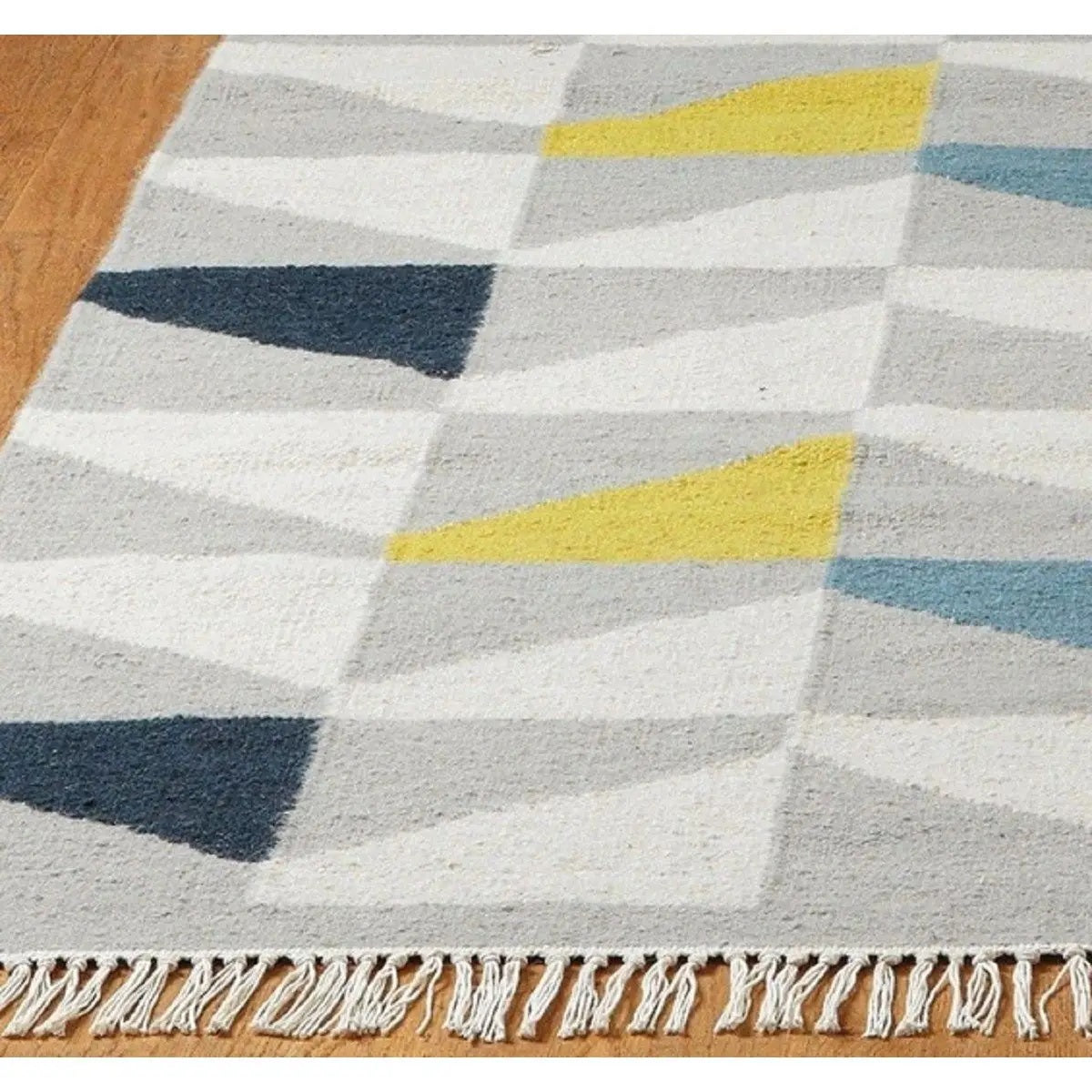 Tapis pure laine à franges JITNEY GEO - Novatrend