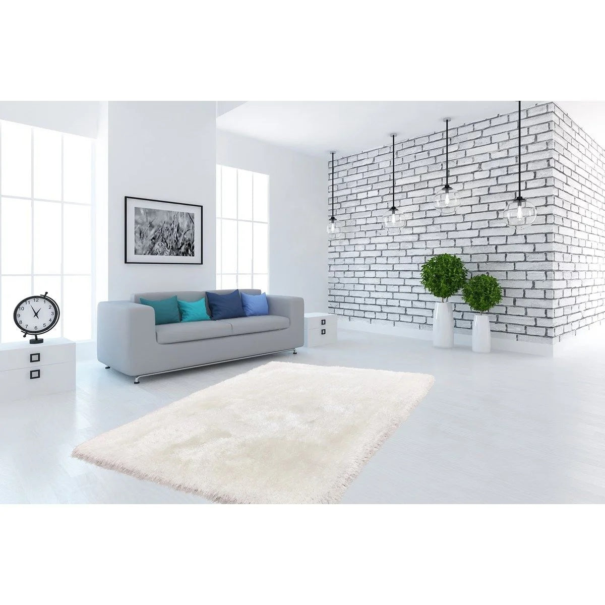 Tapis moderne shaggy tufté main WARMY