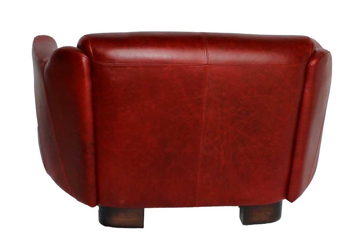 Canapé Gentleman Rouge en cuir véritable - Novatrend