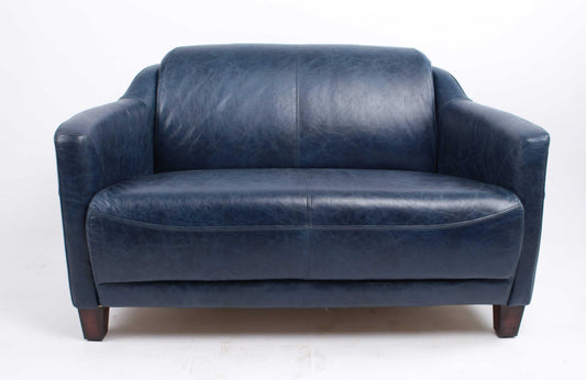 Canapé Gentleman Bleu cuir véritable - Novatrend
