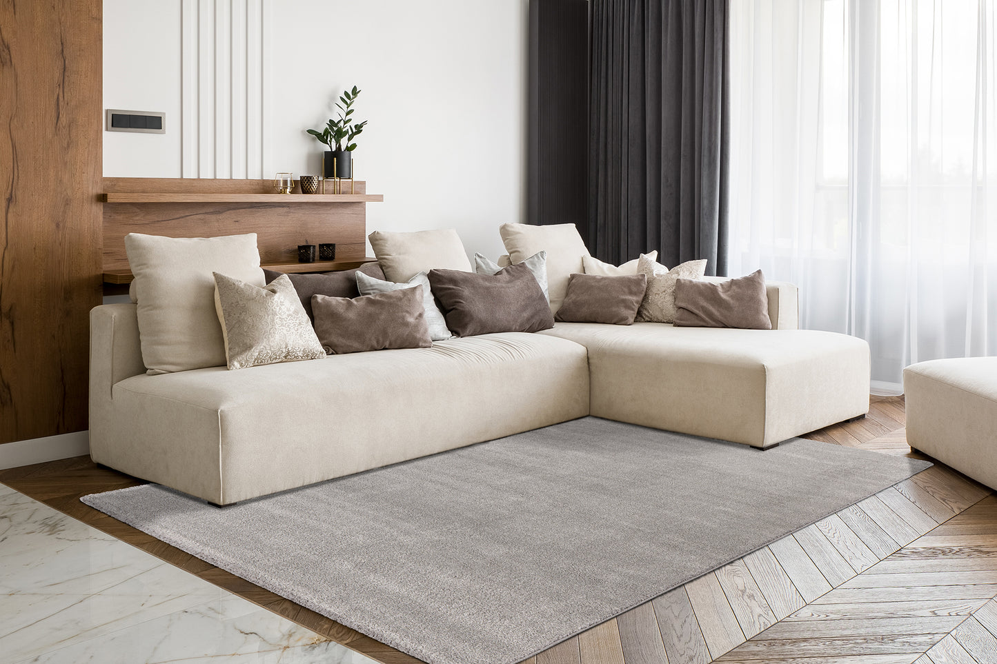 Tapis de salon moderne uni NALI
