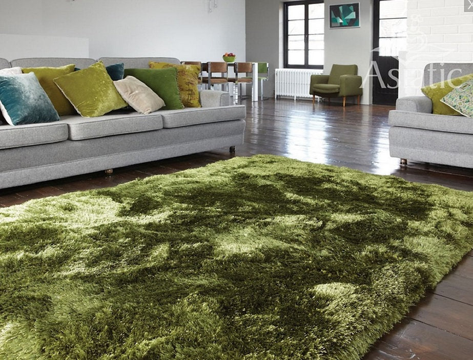 Tapis salon confort shaggy SPLASH Vert - Novatrend