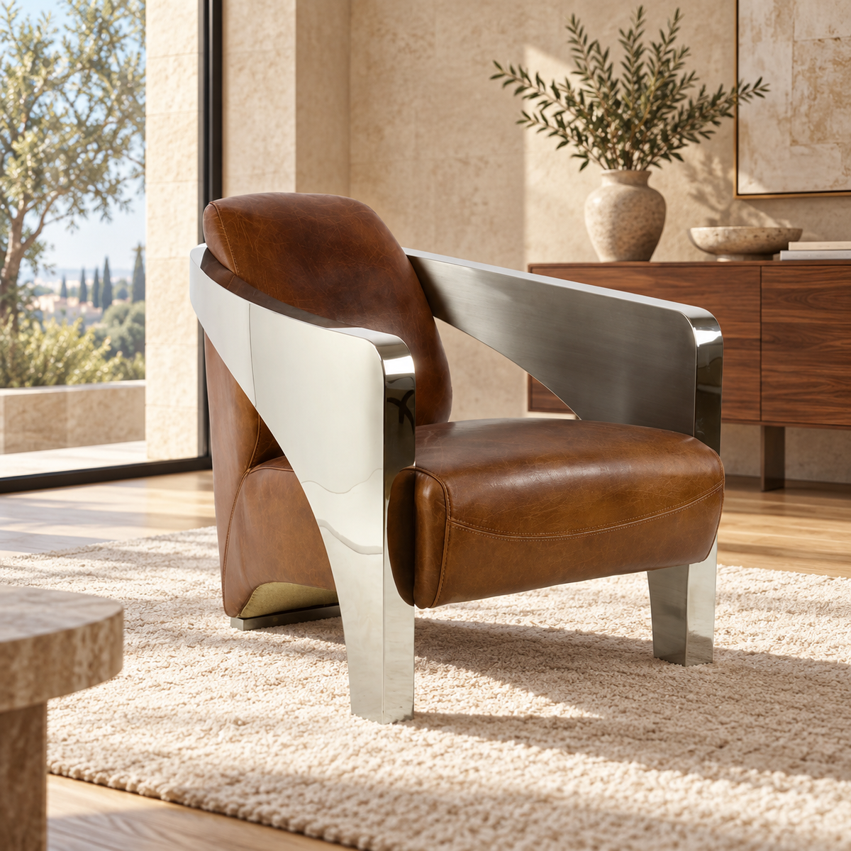 Sillón de cuero genuino THE AMERICAN
