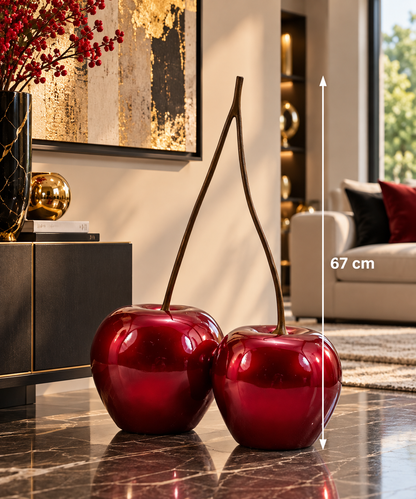 Sculpture statue moderne HAPPY DUO CHERRY