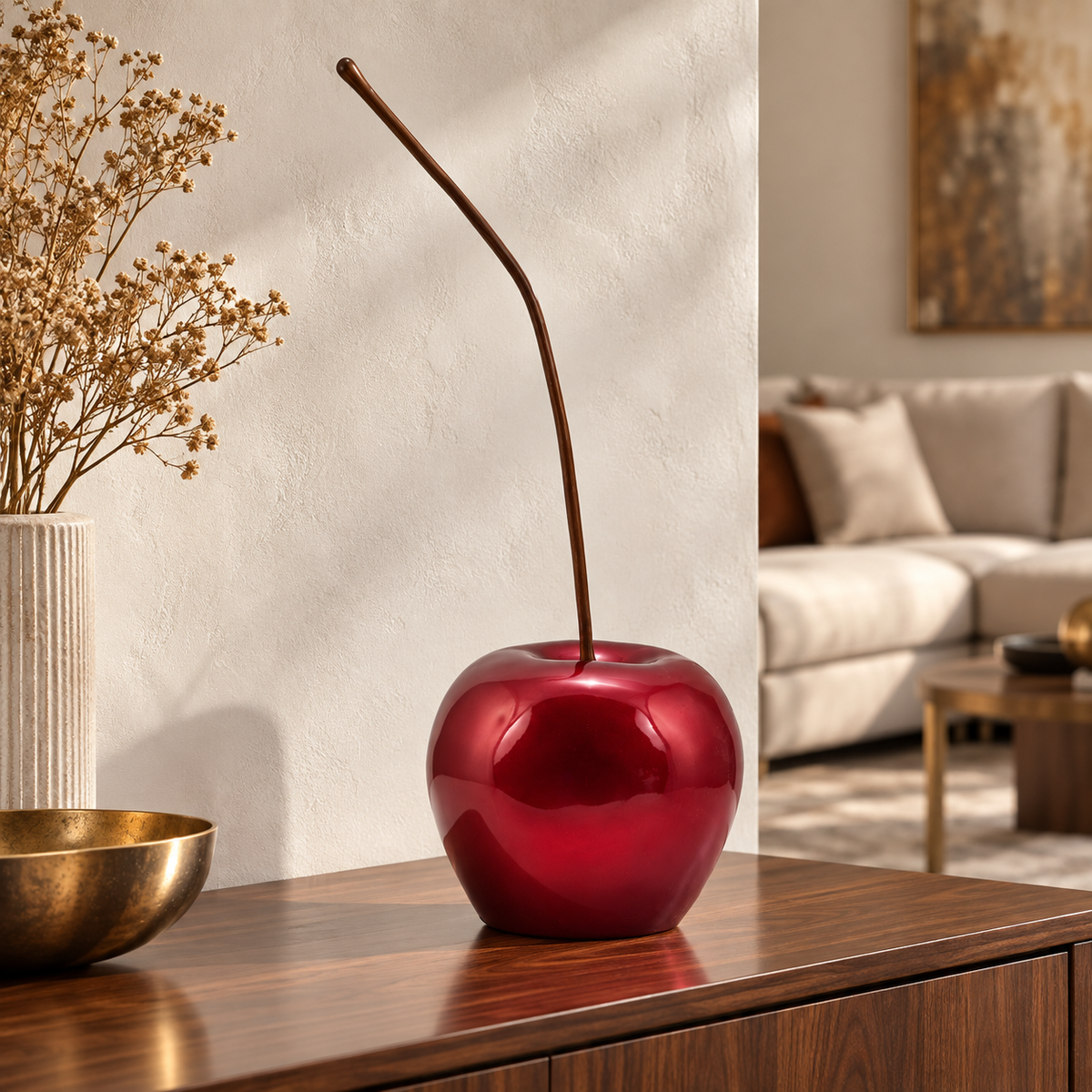 Sculpture statue moderne HAPPY CHERRY 66 cm