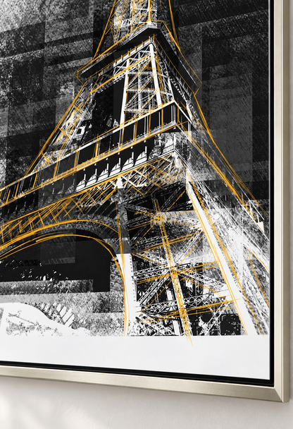 Cuadro en lienzo con marco plateado TORRE EIFFEL