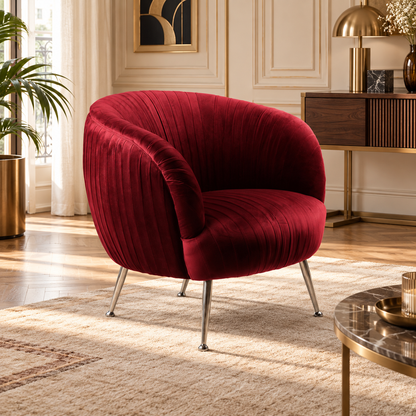 Fauteuil en velours rouge PALACIO