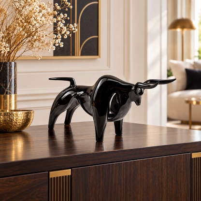 Sculpture statue moderne BLACK BULL